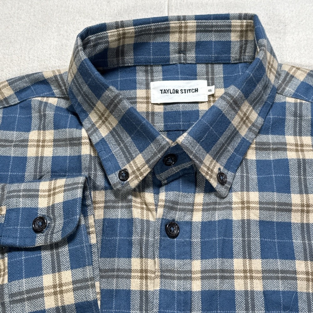 Taylor Stitch Button Down Shirt Plaid Organic Cotton Sz 46